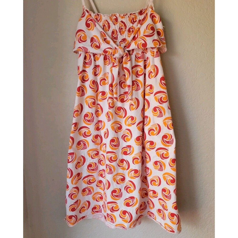 Generra Babydoll Midi Dress Smocked Front Tie Pocket Casual Summer Sz L Vacation